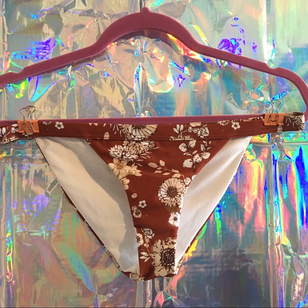 Red/Maroon Floral Bikini Bottoms